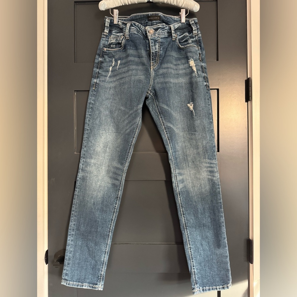 Silver Jeans Girlfriend Blue Slim Fit Jeans